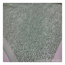 Tissu de dentelle en tissu de maille de polyester Shaoxing Tissu de dentelle 5 verges Tissu de paillettes africaines pour robe